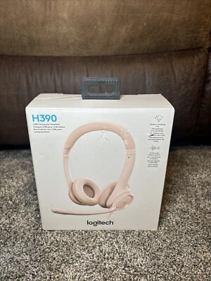 Logitech H390 Over-Head Comfort USB Headset Noise-Canceling Microphone Pink - Image 1 of 2