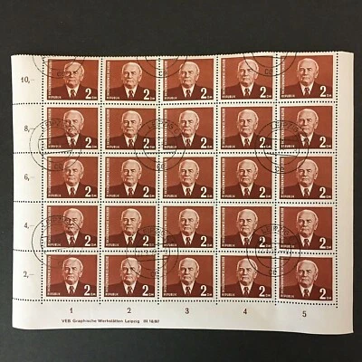 GERMANY - GDR 1958 - 2DM, Half Sheet President Pieck - FDOI - Image 1 of 4