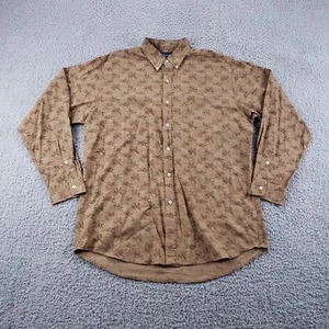 Ralph Lauren Shirt Men Medium Brown Long Sleeve Equestrian AOP Print Vintage - Picture 1 of 9