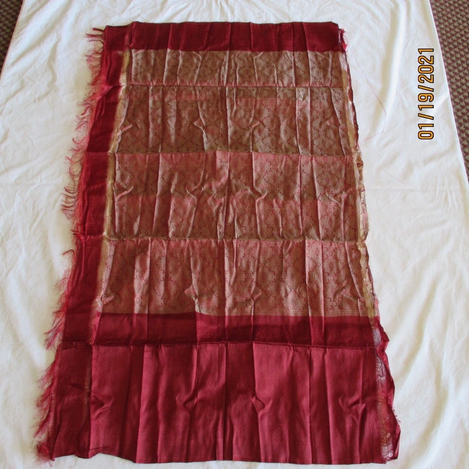 Marvelous Maroon DHOOP-CHAV Thread Woven Silk Blend Material Fabric Sewing CRAFT - Image 1 of 4