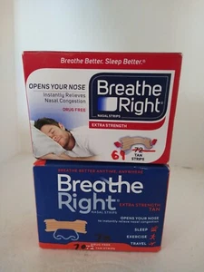 2 Breathe Right extra starke hellbraune Nasenstreifen 69 & 70 Streifen Exp11/27 1/29 - Bild 1 von 5