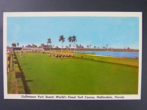Postal de colección Hallandale Florida Gulfstream Park pista de carreras de caballos años 50 - Imagen 1 de 2