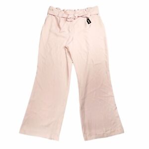 Express Wide Leg High Rise Paperbag Belted Pant Light Pink Womens XL NEW FLAW