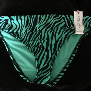 Bisou Bisou Women’s M Bikini Swimsuit bottom Zebra Black Green NWT Super Cute - Picture 1 of 5