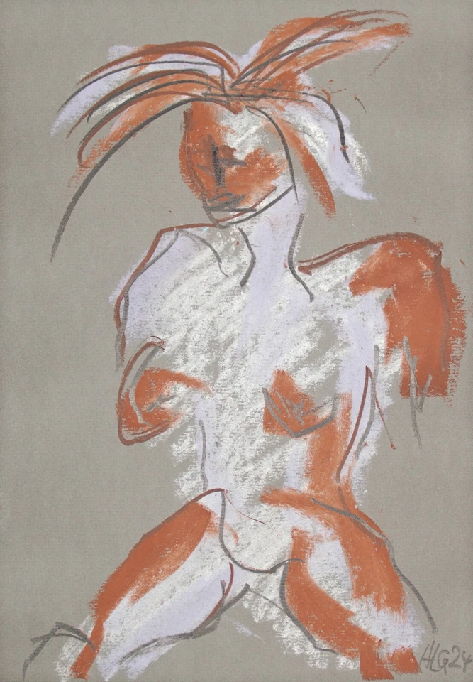 Pintura pastel tiza expresionismo figura sign Prof em A Loeschner-Gornau Foto 1 de 1