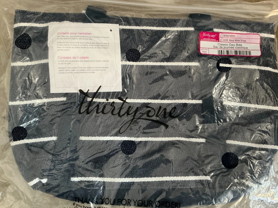 Bolso clásico de día Thirty One en azul marino a rayas anchas Foto 1 de 1