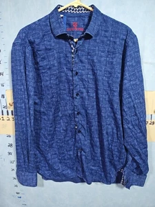David Jones Shirt Mens XL Blue Abstract Print Button Front Long Sleeve Casual - Picture 1 of 10