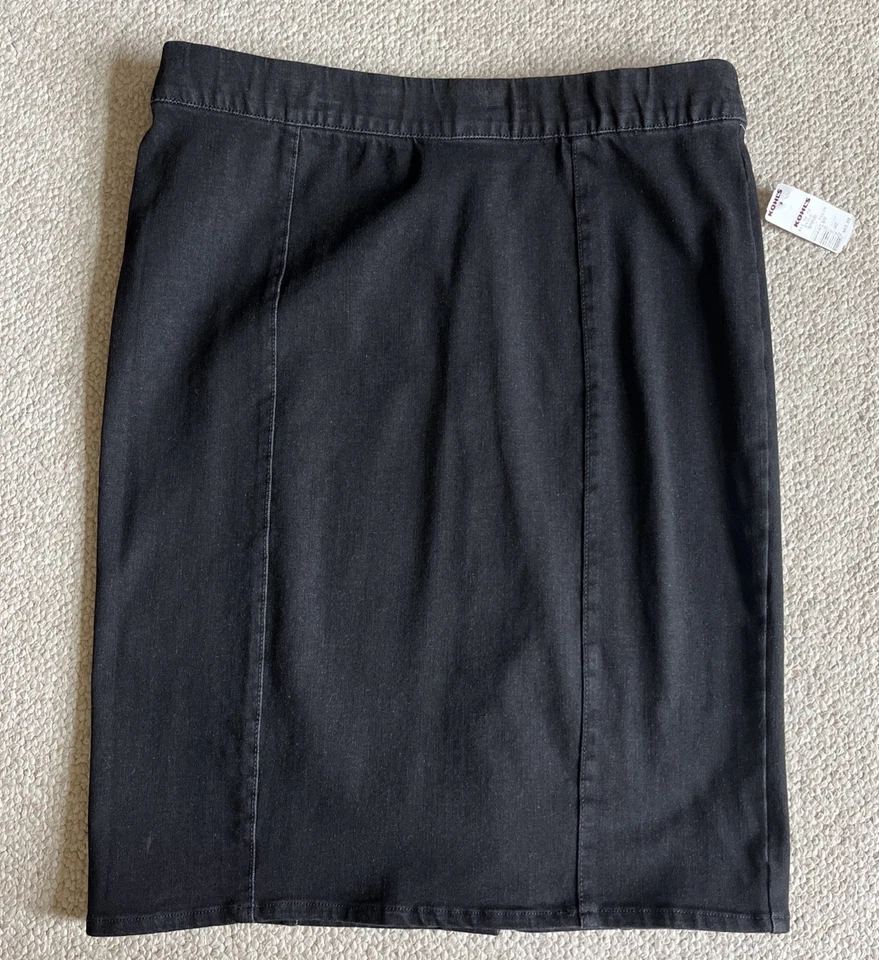 Falda Chaps Mujer L Grande Negra Pull On Denim Recta Lápiz Elastizado Ranura Foto 1 de 4