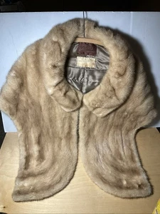Vintage Derbersn- Genuine Emba Desert Gold Brand   Mink Fur Shawl - Picture 1 of 17