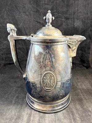 Jarro de água antigo Rogers Smith and Co prata prato vitoriano Eta com forro - Imagem 1 de 4