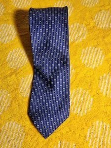 HERMES TIE 626009 OA Stirrup Striped Horse Bit on Blue Silk Necktie - Picture 1 of 4