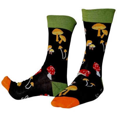 The Mushrooms Are Calling Dark Autumn Forest Mens Black Sock Shack Socks