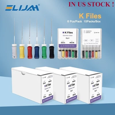Archivo de conducto radicular endo dental archivos K acero inoxidable #6#8#10#15-40 archivo de mano 25 mm Foto 1 de 4