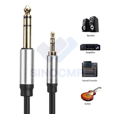 CMP 3.5mm 1/8"Male to 6.35mm 1/4" Male Adapter Aux Cable For Mixer Amplifier Plug