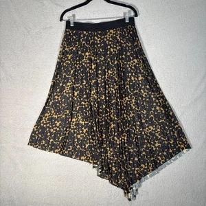 Nordstrom Cristina Martinez Pleated Maxi Skirt Sz M Animal Print Retro Festival - Picture 1 of 14