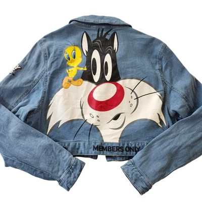 Looney Tunes членов только джинсовая куртка Sylvester Tweety XL укороченный женщин - Изображение 1 из 4