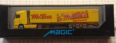 MERCEDES TRUCK W TRAILER  - Metal truck - Yellow  MR. TOM  Magic - Herpa - Immagine 1 di 3