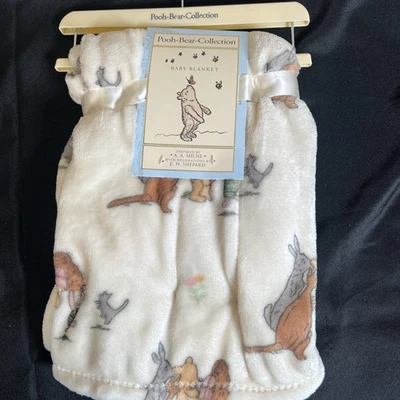 New- Soft Plush Fleece CLASSIC POOH & FRIENDS Baby BLANKET 30x40" A.A. Milne - Image 1 of 4