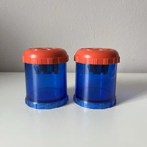 Lot of 2 Westcott Manual Pencil & Crayon Sharpener Red & Blue Plastic - Picture 1 of 5