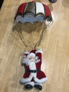 Vintage Fallschirmspringen Weihnachtsmann hängend beweglich Dekoration Weihnachten 26" funktioniert - Bild 1 von 7