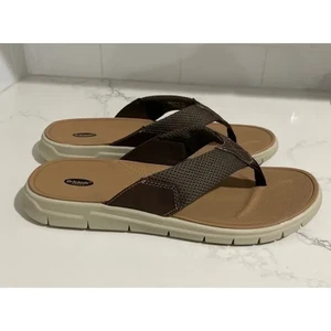 Dr. Scholl's Men's Tense Brown Sandal Shoes Size 10M Slip On Flat Open Toe Thong - Picture 1 of 6
