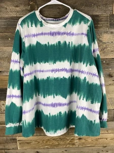 Anybody Women Plus Sz 2X Tie Dye Long Sleeve Stretchy Top Slitted Sides - Picture 1 of 12