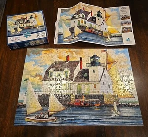 Charles Wysocki Rockland Breakwater Light Large 300 P Puzzle Buffalo Complete - Picture 1 of 9