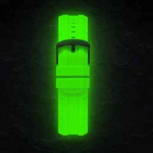 Correa de reloj de silicona luminosa 24 mm, brilla en la oscuridad, hebilla negra - correa verde - Imagen 1 de 3