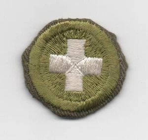 Safety Merit Badge Type E Khaki Narrow Crimped (1947-60), Used - Picture 1 of 1