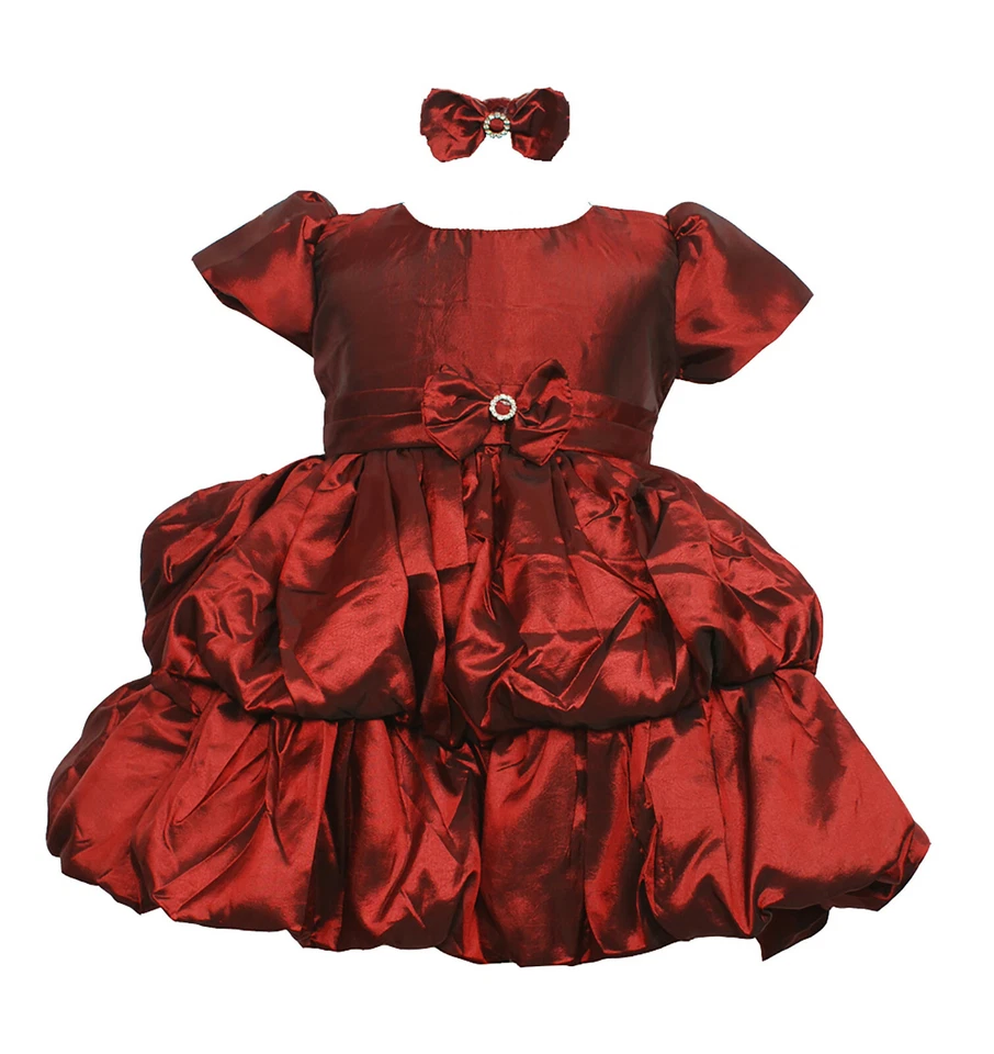 CINDA Baby Taufe Party Kleid mit Stirnband Elfenbein Burgund 3 6 9 12 18 Monate