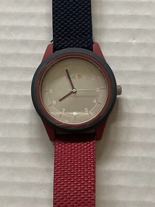 Crayo Pleasant Silver Dial Navy and Maroon Leatherette Watch CRACR3906 Ret $179 - Picture 1 of 3