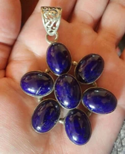 Large Lapis Lazuli 7 Oval cab Sterling Pendant. - Picture 1 of 4