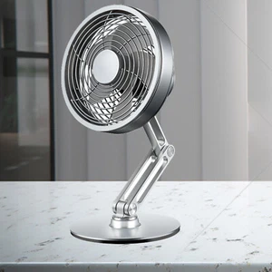 Metal Table Fan 360° Adjustable Portable Foldable Desktop Fan 2200mAh Silver - Picture 1 of 9