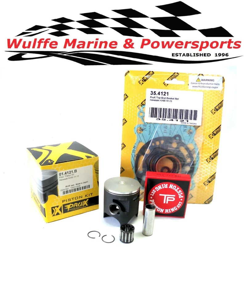 Piston Kit Kawasaki KX85 2001-13 ProX 48.50mm Top End Rebuild Gasket Set Bearing - Image 1 of 1