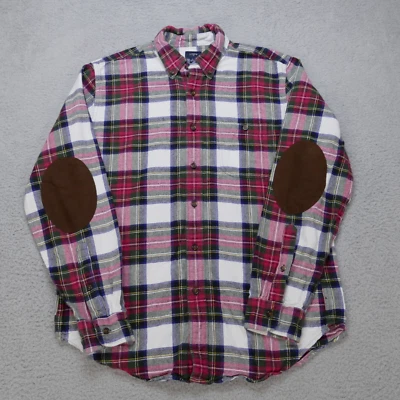 J Crew Shirt Mens Medium Oxford Shirt Red Button Long Sleeve Leather Elbow Patch - Image 1 of 4