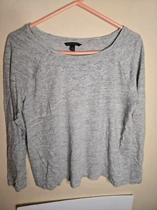Banana Republic 100% Linen Heathered Gray Long Sleeve Top Size Large - Picture 1 of 5