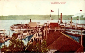 Bremerton Washington Ferry landing many boats vintage postcard unposted - Picture 1 of 2