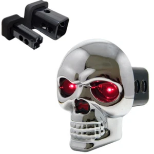 Skull Hitch Cover Led Brake Light Fit 1.25" and 2" Hitch Receivers Universal Fit - Picture 1 of 4
