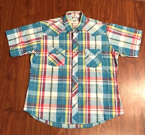 Camisa De Colección Lee M.R ® Para Hombres XL Cuadros a Presión Multicolor Manga Corta Hecha en Corea - Imagen 1 de 13