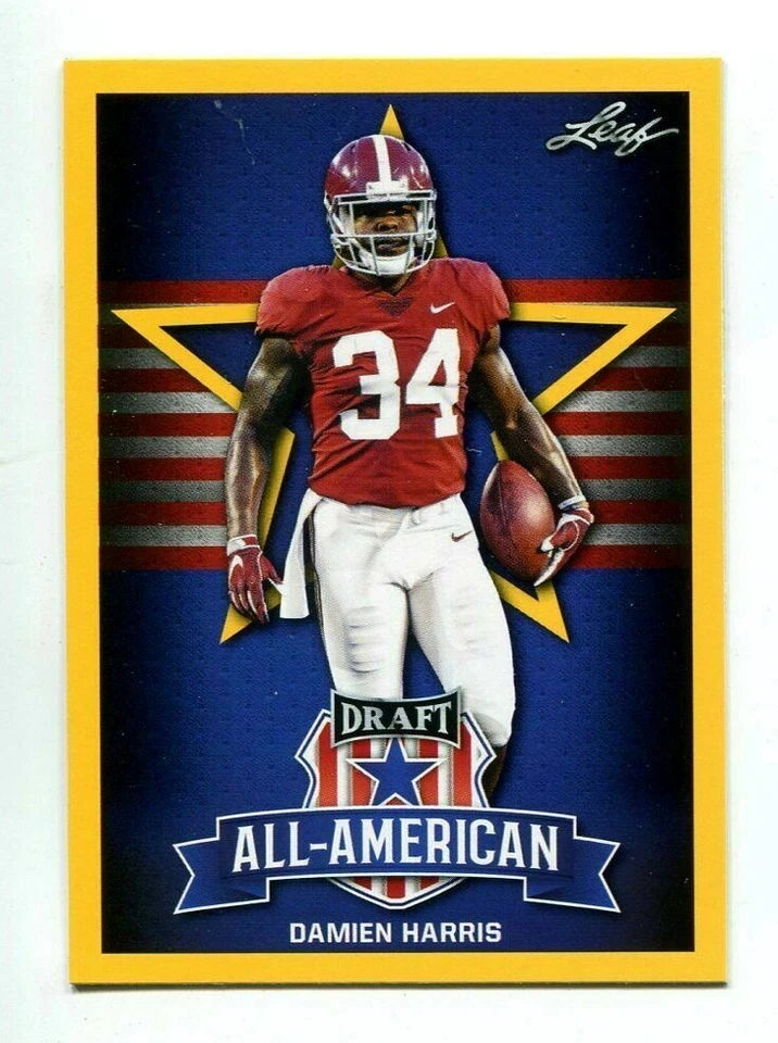 DAMIEN HARRIS 2019 LEAF ALL-AMERICAN GOLD ROOKIE CARD! ALABAMA/PATRIOTS! - Image 1 of 1