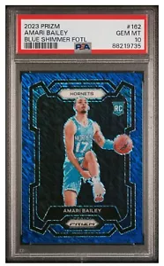 2023-24 Prizm Amari Bailey FOTL Blue Shimmer /35 RC Hornets ROOKIE PSA 10 ๐ - Foto 1 di 3