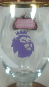 English Football Premier League Lion Logo RARE Stella Artois Chalice Beer Glass - Picture 1 of 8