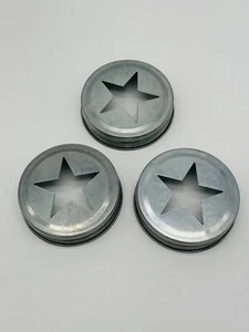 3 Metal Silver Mason Jar Lids with Cutout Star Regular Mouth - Picture 1 of 3