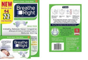 Tiras nasales Breathe Right extra fuertes, transparentes - 72 unidades - Imagen 1 de 2