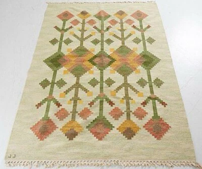 Rugs 5x8 8x10 Swedish Marianne Richter inspired Blue Kilim Rug Wool Rug Living - Image 1 of 4