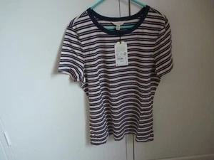 BNWT Ladies 14 SEASALT Cotton Reflection T-Shirt Top -Porthya Night Primula - Picture 1 of 14