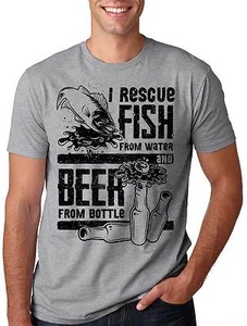 Funny Fishing Hobby T-shirt Camping Beer Vacation Tee Shirt Gift for Dad Tee - Picture 1 of 2