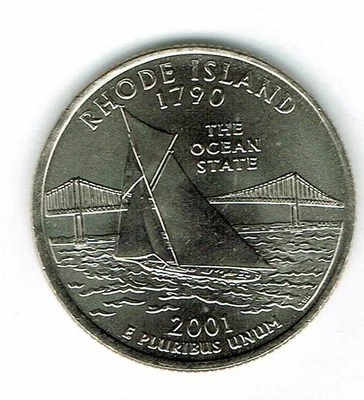 2001-P Philadelphia Brilliant Uncirculated Rhode Island 13TH State Quarter Coin! - Image 1 of 2