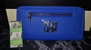 Badgley Mischka Lange Geldbörse Elektrisch Blau Organizer Umlaufender Reißverschluss Brandneu - Bild 1 von 5