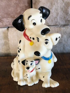 Vintage Disney's 101 Dalmations Pongo Perdita and Puppy Vinyl Bank with Stopper - Picture 1 of 6